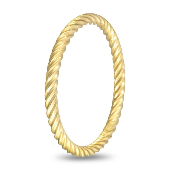 14K Yellow Gold Twisted Cable Stack Band Rings for Women - in 1.75mm and 2.50mm Band Thickness - Assorted Ring Sizes