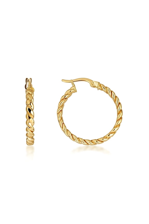 Twisted Rope Hoop, 14K Yellow Gold Earrings
