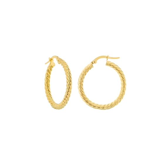 14K Yellow Gold Twisted Rope Hoop Earrings - Women