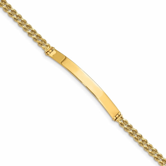 Jewelry by Sweet Pea 14K Yellow Gold Polished Solid Chain/Solid Plate Two-Strand Rope 41x5mm Plate 7 inch ID Bracelet
