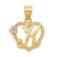thumbnail image 1 of 14K Yellow Gold Two-Tone Heart Letter K Initial Pendant, 1 of 1