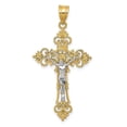 thumbnail image 1 of 14K Yellow Gold Two-Tone Large Lacy-Edge Inri Crucifix Pendant, 1 of 1