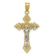 thumbnail image 1 of 14K Yellow Gold Two-Tone Medium Lacy-Edge Inri Crucifix Pendant, 1 of 1