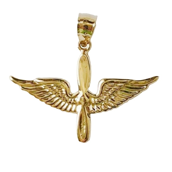 14K Yellow Gold Army Aviation Air Force Pilot Wing Pendant