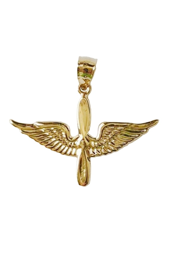 14K Yellow Gold Army Aviation Air Force Pilot Wing Pendant