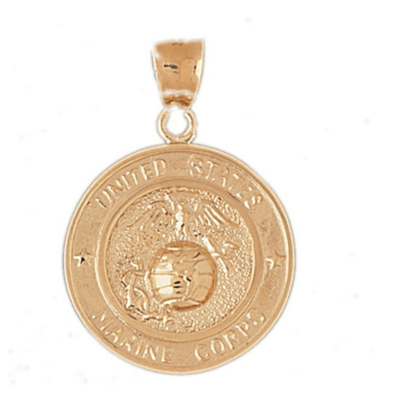 14K Yellow Gold United States Marine Corps Pendant - 38 mm