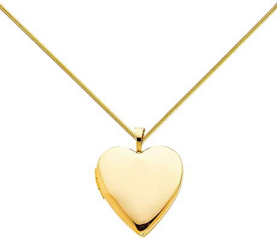 14K Yellow Gold Valentine Polished Love Heart Locket Pendant with