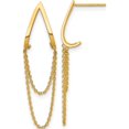 thumbnail image 1 of 14K Yellow Gold Vibrant, Sculptural 32 Mm 9 Polished V Design With Dangle Chains Post Earrings, 1 of 3