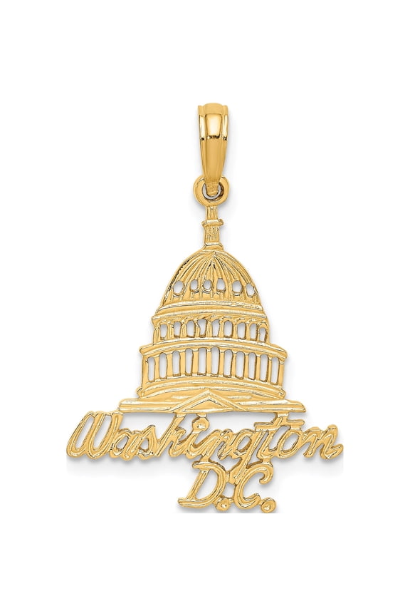 14K Yellow Gold Washington D.C. Capital Building Charm (23.2 X 20.6) Made In United States k8910