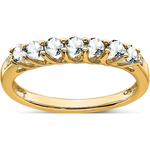 14K Yellow Gold White Topaz And Diamond 7-Stone Ringsize 7 - Jbsp
