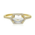 thumbnail image 1 of 14K Yellow Gold White Topaz Hexagon and Diamond Geometric Ring, 1 of 2