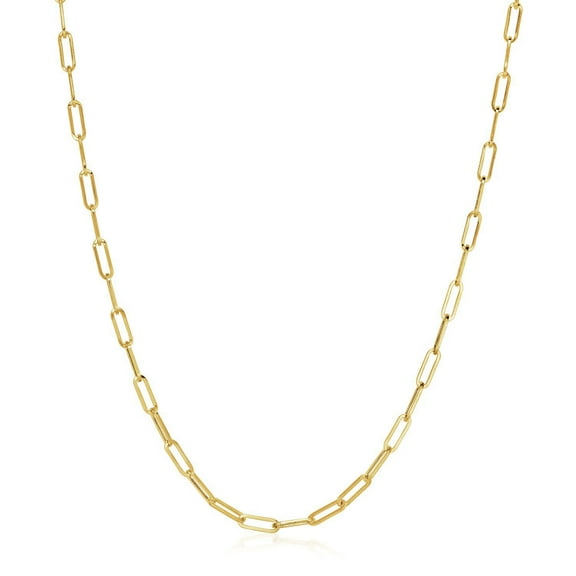 14K Yellow Gold Wide Paperclip Chain (3.3mm) Size 24 inches