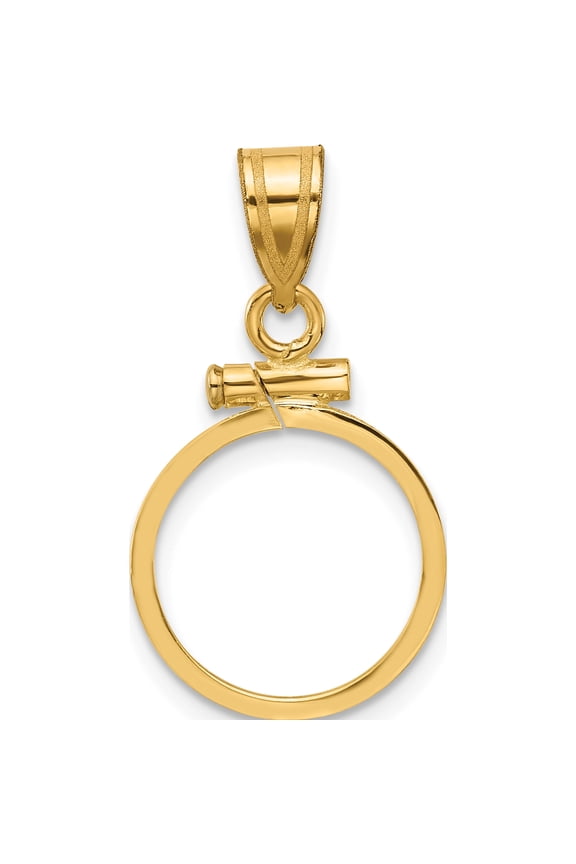 14K Yellow Gold Wideband Distinguished Coin Jewelry 14K Polished 13.0mm x 1.1mm Screw Top Coin Bezel Pendant