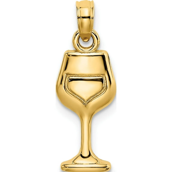 14K Yellow Gold Wine Glass Charm (14.9 X 7.35) Made In United States k7293