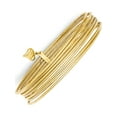 thumbnail image 1 of 14K Yellow Gold With Dangle Heart Slip-On Set Of 7 Textured Bangles (8 X 11) Made In Indonesia db531, 1 of 2