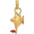 thumbnail image 1 of 14K Yellow Gold With Red Enamel Polished 3-D Genie Lamp Charm (25.77 X 9.58) Made In United States k6734, 1 of 5