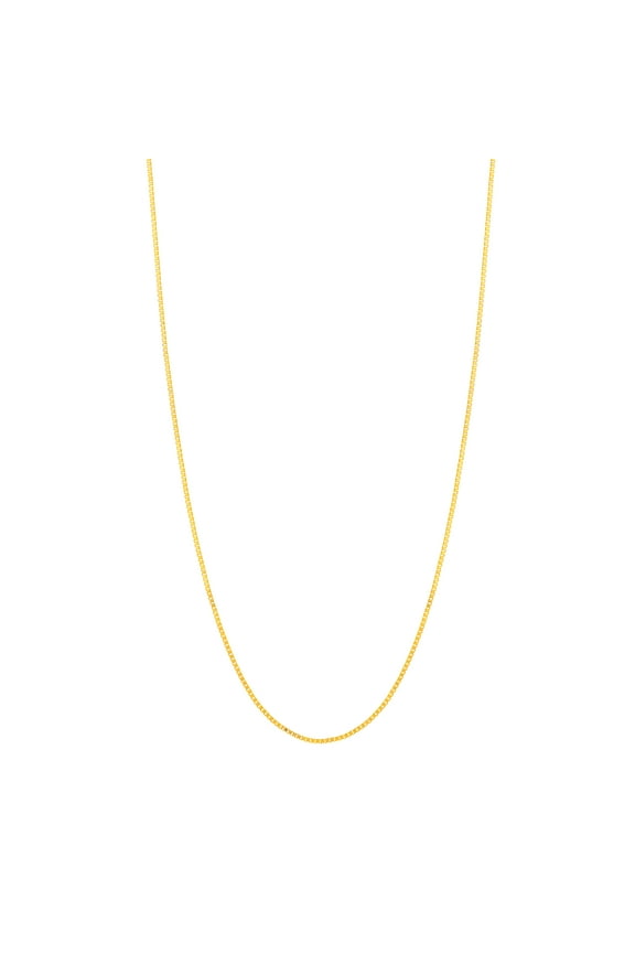 14K Yellow Gold Women's 16" 0.66mm Box Chain Necklace with 050 Gauge and Lobster Lock Quality Tag