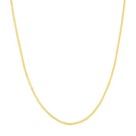14K Yellow Gold Women's 18" 0.55mm Box Chain Necklace with 040 Gauage and 5.5mm Spring Ring Japanese Tag