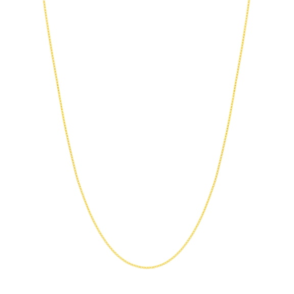 14K Yellow Gold Women's 18" 0.55mm Diamond Cut Box Chain Necklace with 040 Gauge and Spring Ring Quality Tag