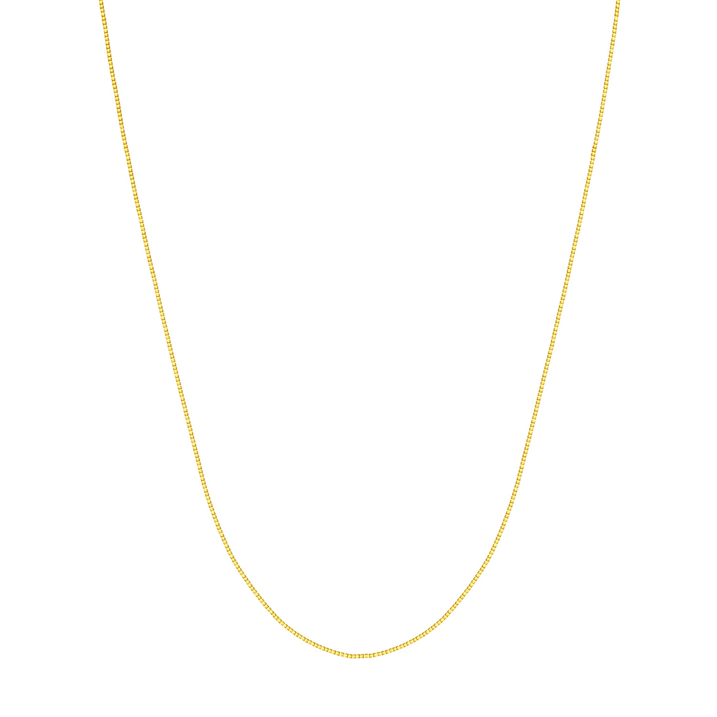 14K Yellow Gold Women's 20" 0.55mm Box Chain Necklace with 040 Gauge and Lobster Lock Quality Tag