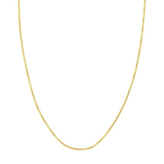 14K Yellow Gold Women's 20" 1.8mm Hollow Round Box Chain Necklace with 060 Gauge and Lobster Lock Quality Tag