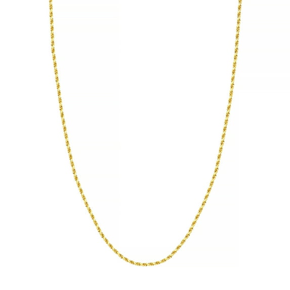 14K Yellow Gold Women's 30" 2.15mm Diamond Cut Rope Chain Necklace