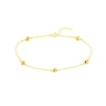 thumbnail image 1 of 14K Yellow Gold Women's 9"-10" 1.4mm Puff Hearts on Piatto Chain Adjustable Anklet, 1 of 4