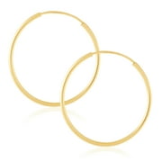 JULIETTE COLLECTION 14K Yellow Gold Women's Endless Tube Hoop Earrings - 1mm-1.5mm Thick - 8mm-60mm Diameters, Singles and Pairs