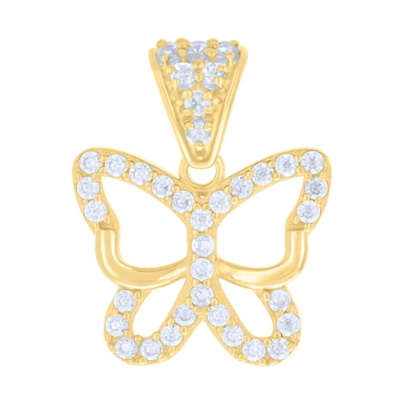 14K Yellow Gold Womens Cubic-Zirconia Butterfly Fashion Charm Pendant