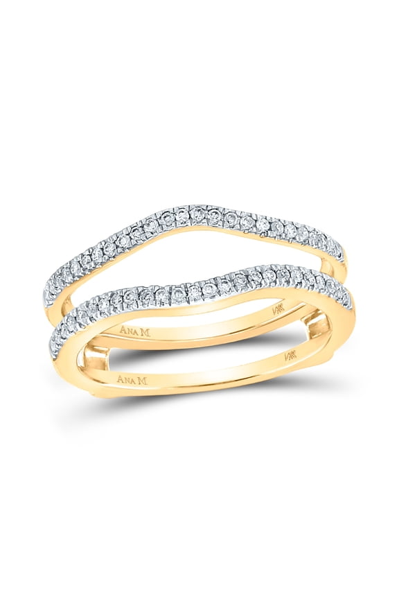 14K Yellow Gold Womens Diamond Ring Guard Wrap Solitaire Band Enhancer 1/4 Cttw, Womens Size: 5-10