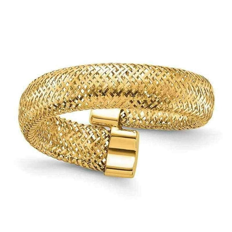 14K Yellow Gold Womens Mesh Ring Adjustable mm