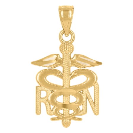 14K Yellow Gold Womens Rn Nurse Ht:23Mm Pendant Charm