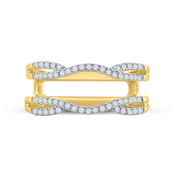 14K Yellow Gold Womens Round Diamond Curved Wrap Ring Guard Enhancer 1/3 Cttw, Womens Size: 5-10