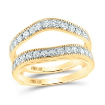 14K Yellow Gold Womens Round Diamond Wedding Wrap Ring Guard Enhancer 1 Cttw, Womens Size: 5-10
