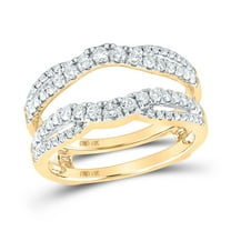 14K Yellow Gold Womens Round Diamond Wedding Wrap Ring Guard Enhancer 5/8 Cttw, Womens Size: 5-10