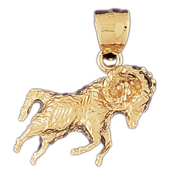 14K Yellow Gold Zodiac - Aries Pendant - 38 mm