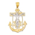 thumbnail image 1 of 14K Yellow Gold and 14K White Gold Mariner Crucifix Cross Anchor Large Pendant Charm, 1 of 2