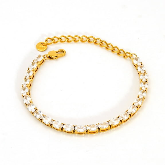14K Yellow Gold baguette Cubic Zirconia Bracelet For Women Men Luxury Jewelry Rainbow CZ Tennis Gorgeous Trendy Bangle Girl Gift