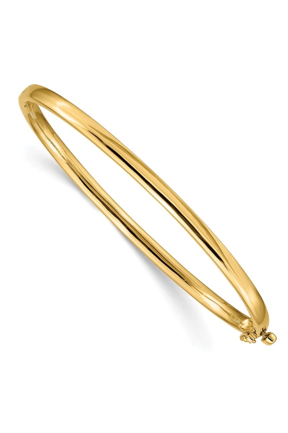 14K Yellow Gold bracelet Bangle 4 mm 3.6mm Polished Solid Hinged