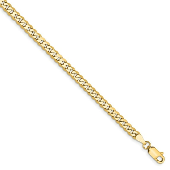 14K Yellow Gold bracelet Chain style Curb Beveled Flat 8 in 3.2 mm