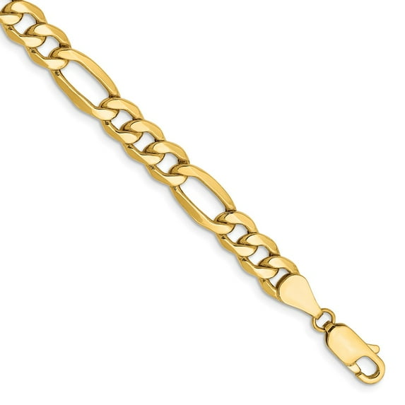 14K Yellow Gold bracelet Chain style Figaro 8 in 6.25 mm