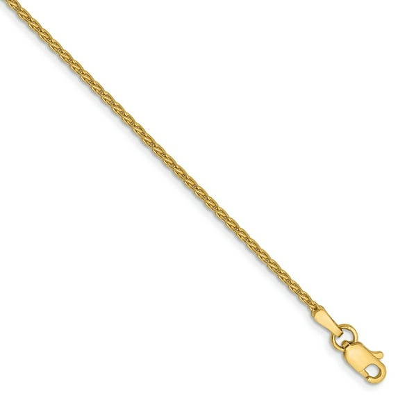 14K Yellow Gold bracelet Chain style Spiga (Wheat) Pendant 8 in 1.5 mm