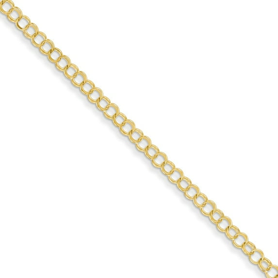 14K Yellow Gold bracelet Charm 8 in 4 mm Solid Double Link