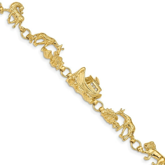 14K Yellow Gold bracelet Fancy 7 in 11 mm Noah's Ark