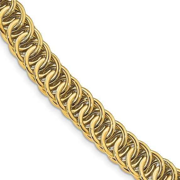14K Yellow Gold bracelet Fancy Link, 7.5 in 10.67 mm