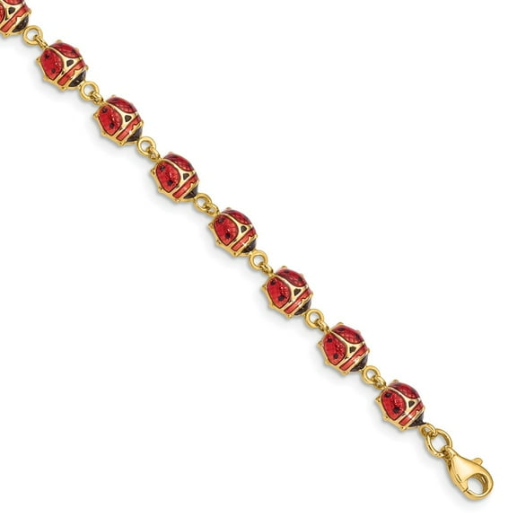 14K Yellow Gold bracelet Fancy Resin 7 in 6 mm Enamel & Ladybug