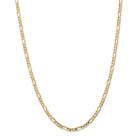 14K Yellow Gold bracelet Figaro chain Concave 24 in 4 mm