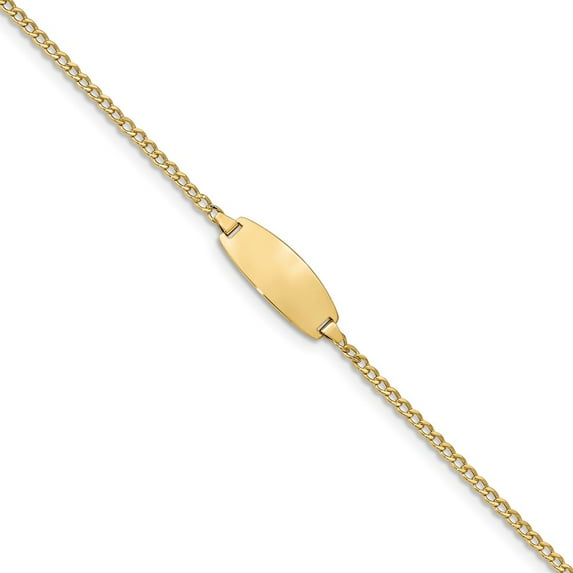14K Yellow Gold bracelet ID Curb 5.5 in 8 mm 2.3 Oval Semi-Solid