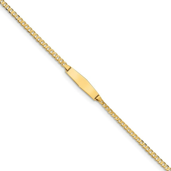 14K Yellow Gold bracelet ID Curb 7 in 5.5 mm 2.5 Link Soft Diamond Shape