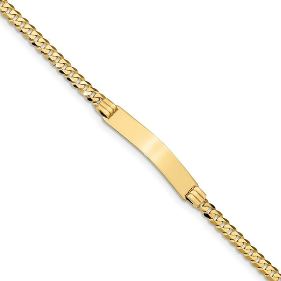 14K Yellow Gold bracelet ID Curb 8 in 7 mm 6.5 Link Bracecet